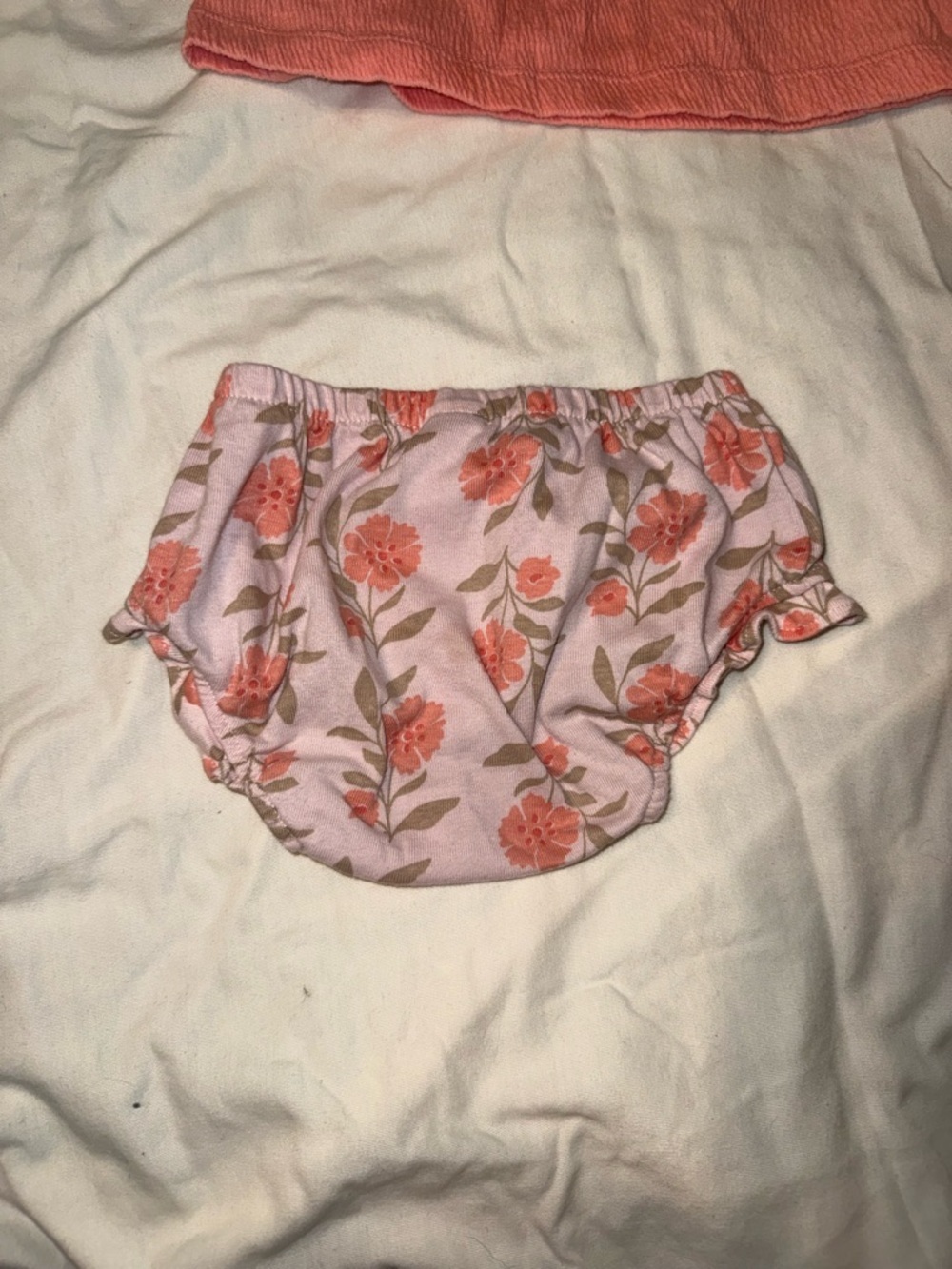 Carter's Pink Coral Baby Tank with Knotted Straps and floral diaper cover set - Picture 7 of 8
